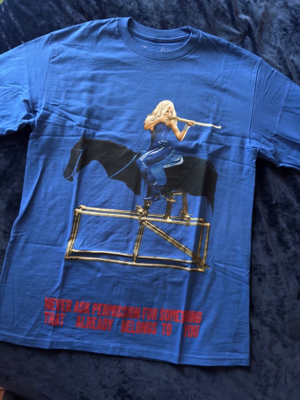 Blue Long Sleeve Graphic Cowboy Carter T-Shirt